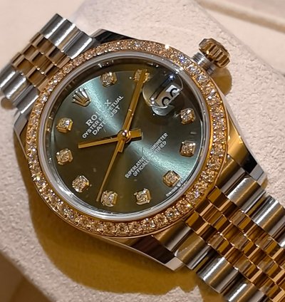 Rolex Datejust 31 278383rbr Steel And Yellow Gold Olive Green Diamond Dia
