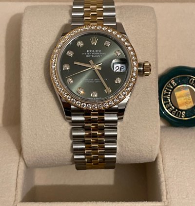 Rolex Datejust 31 278383rbr Steel And Yellow Gold Olive Green Diamond Dia