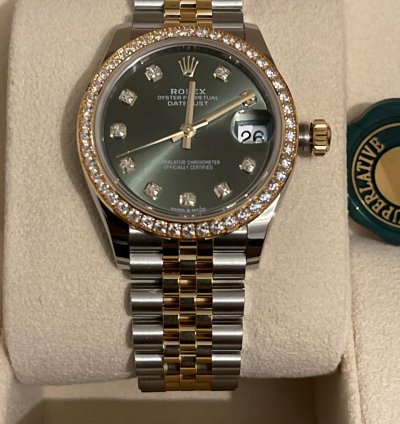 Rolex Datejust 31 278383rbr Steel And Yellow Gold Olive Green Diamond Dia