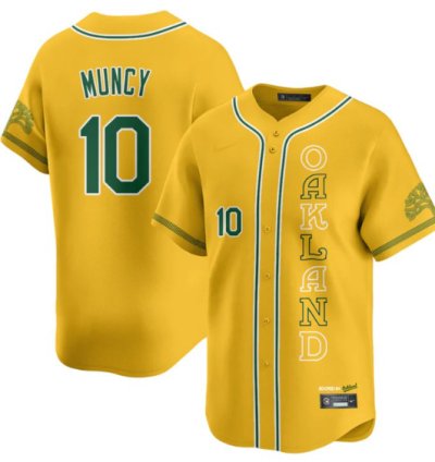 Max Muncy Jersey 10 Oakland Athletics City Connect Concept Stitched Yellow