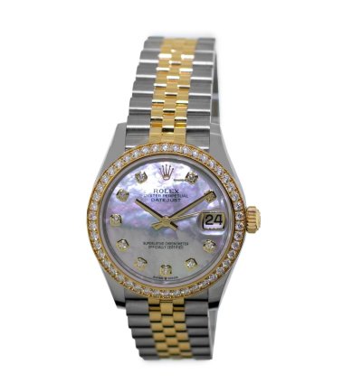 Rolex Datejust 31 31mm 18k Yellow Gold Steel Mop Diamond Dial Diamond 278383rbr