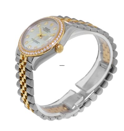 Rolex Datejust 31 31mm 18k Yellow Gold Steel Mop Diamond Dial Diamond 278383rbr