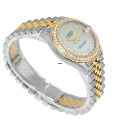 Rolex Datejust 31 31mm 18k Yellow Gold Steel Mop Diamond Dial Diamond 278383rbr