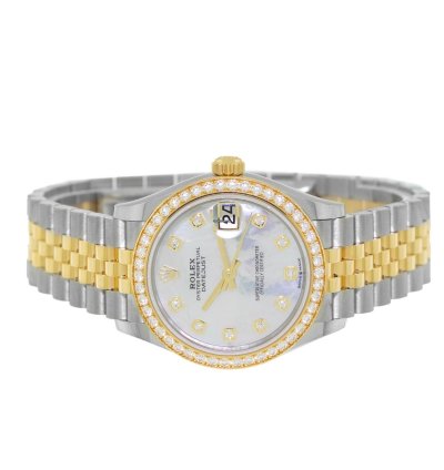 Rolex Datejust 31 31mm 18k Yellow Gold Steel Mop Diamond Dial Diamond 278383rbr
