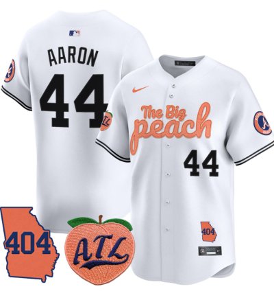 Hank Aaron Jersey 44 Atlanta Braves 404 The Big Peach Premier Limited Stitched White
