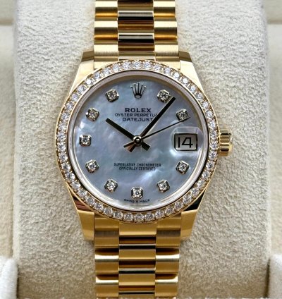 Rolex Datejust 31 31mm Diamond Bezel Mop Dial Yellow Gold 278288rbr Unworn 2024