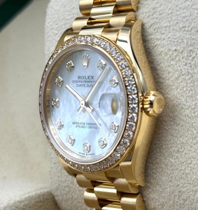 Rolex Datejust 31 31mm Diamond Bezel Mop Dial Yellow Gold 278288rbr Unworn 2024