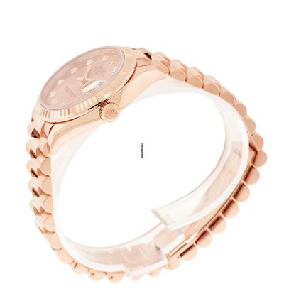 Rolex Datejust 31 31mm Everose Gold Rose Diamond Dial Fluted Bezel President 278275