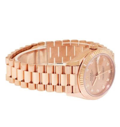 Rolex Datejust 31 31mm Everose Gold Rose Diamond Dial Fluted Bezel President 278275