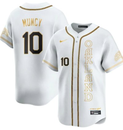 Max Muncy Jersey 10 Oakland Athletics City Connect Concept Stitched White Gold