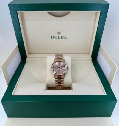 Rolex Datejust 31 31mm Fluted Bezel Everose Gold Diamond Dial Presidential Bracelet 278275