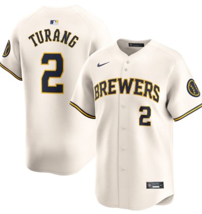 Brice Turang 2 Milwaukee Brewers Home Limited Men Jersey - Cream
