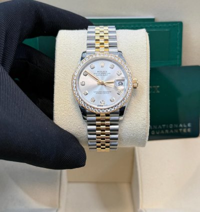 Rolex Datejust 31 31mm Stainless Steel And Yellow Gold Silver Diamond Dial Jubilee 278383rbr