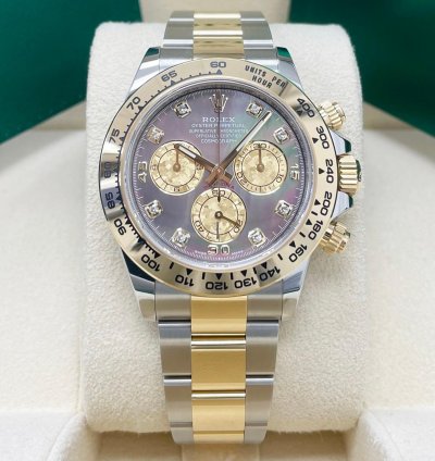 Rolex Daytona 116503 Black Mother Of Pearl mop Diamond Tahitian Dial Two Tone Yellow Gold