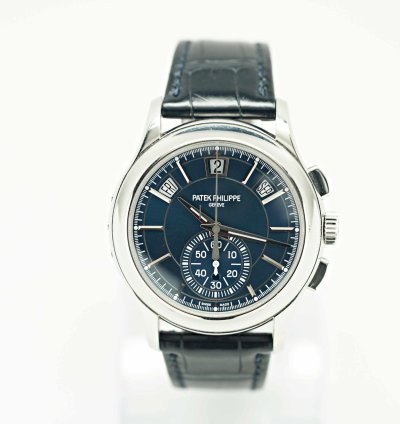 Patek Philippe Annual Calendar Chronograph Serviced 5905p Blue Dial Platinum