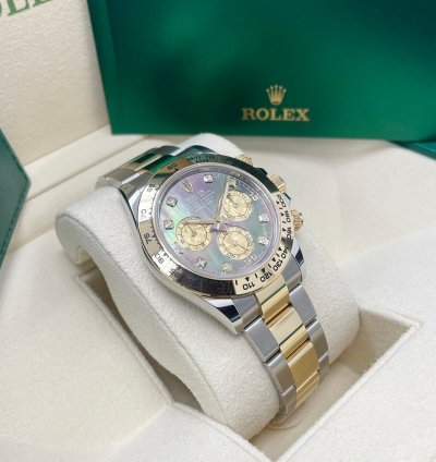 Rolex Daytona 116503 Black Mother Of Pearl mop Diamond Tahitian Dial Two Tone Yellow Gold