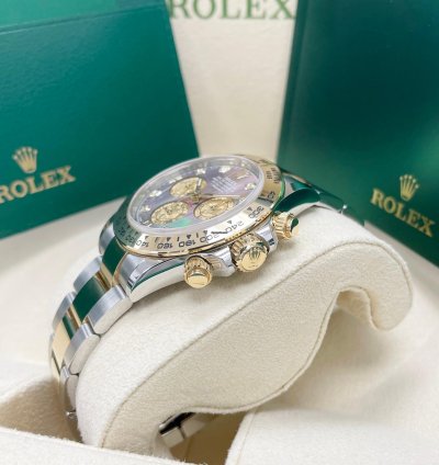 Rolex Daytona 116503 Black Mother Of Pearl mop Diamond Tahitian Dial Two Tone Yellow Gold