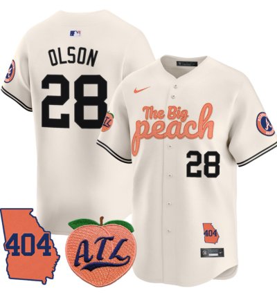 Matt Olson Jersey 28 Atlanta Braves 404 The Big Peach Premier Limited Stitched Cream