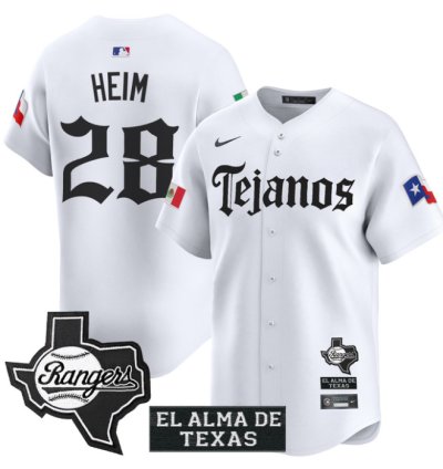 Jonah Heim Jersey 28 Texas Rangers Mexico Tejano Barrio Style Vapor Limited Stitched White