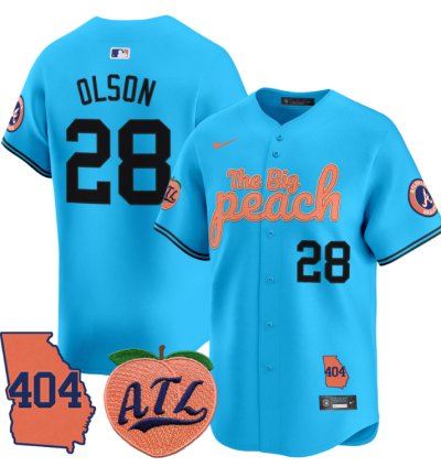 Matt Olson Jersey 28 Atlanta Braves 404 The Big Peach Premier Limited Stitched Light Blue