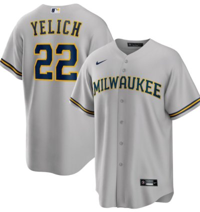 Christian Yelich 22 Milwaukee Brewers Alternate Player Men Jersey - Gray