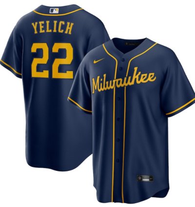 Christian Yelich 22 Milwaukee Brewers Alternate Player Men Jersey - Navy