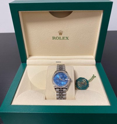 Rolex Datejust 31 Blue Azzuro Floral-motif Diamond