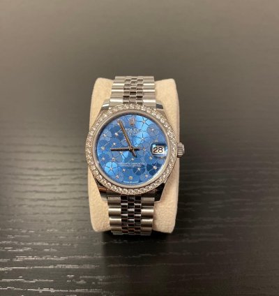 Rolex Datejust 31 Blue Azzuro Floral-motif Diamond