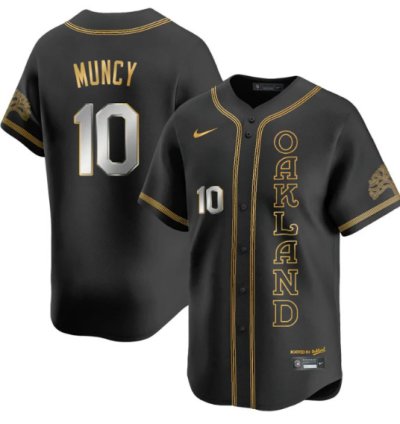 Max Muncy Jersey 10 Oakland Athletics City Connect Concept Stitched Black Gold