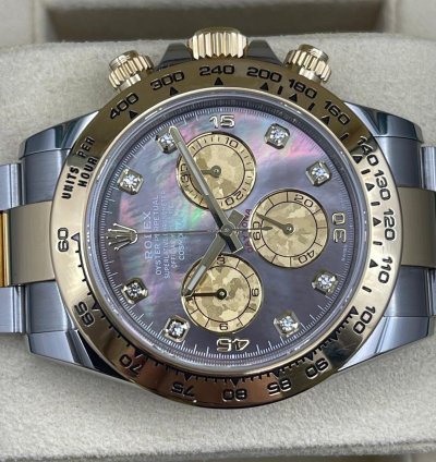 Rolex Daytona 116503ng Gold Crystal Diamond Mother Of Pearl Black Full Set 2018 Like New