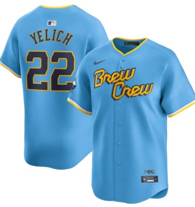 Christian Yelich 22 Milwaukee Brewers City Connect Limited Men Jersey - Powder Blue