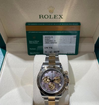 Rolex Daytona 116503ng Gold Crystal Diamond Mother Of Pearl Black Full Set 2018 Like New