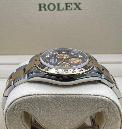 Rolex Daytona 116503ng Gold Crystal Diamond Mother Of Pearl Black Full Set 2018 Like New