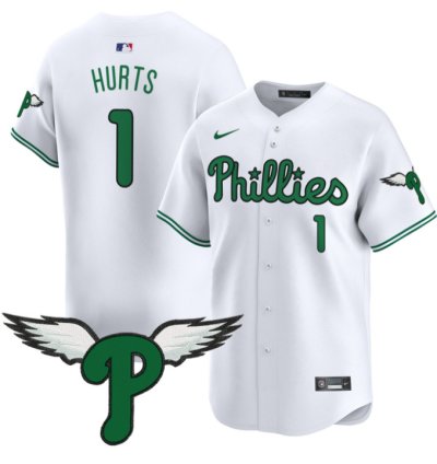 Jalen Hurts Jersey 1 Philadelphia Phillies 2025 Vapor Premier Limited Stitched White