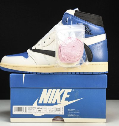 Nike Jordan 1 High X Fragment X Travis Scott Sailblue