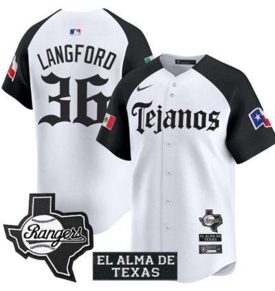 Wyatt Langford Jersey 36 Texas Rangers Mexico Tejano Barrio Style Vapor Limited Stitched Alternate