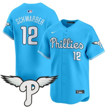 Kyle Schwarber Jersey 12 Philadelphia Phillies 2025 Vapor Premier Limited Stitched Light Blue