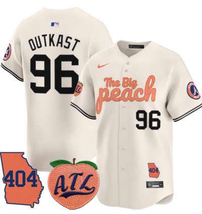 Outkast Jersey 96 Atlanta Braves 404 The Big Peach Premier Limited Stitched Cream