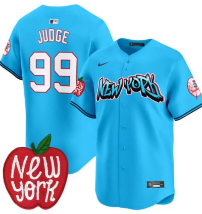 Aaron Judge Jersey 99 New York Yankees Apple Patch Vapor Premier Limited Stitched Light Blue