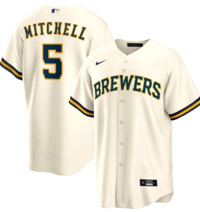 Garrett Mitchell 5 Milwaukee Brewers Men Jersey - Cream