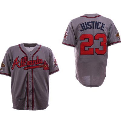 Atlanta Braves David Justice Gray 1995 Throwback Jersey