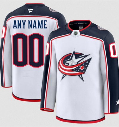 Mens Custom Columbus Blue Jackets Jersey Name Number 2025 Away White