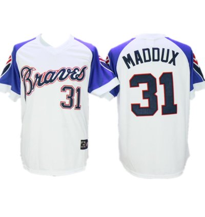 Atlanta Braves Greg Maddux White 1973 Throwback Pullover Jersey