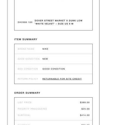 Nike Dunk Low Dover Street Market Triple White Velvet Size 9