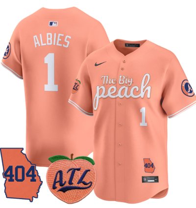 Ozzie Albies Jersey 1 Atlanta Braves 404 The Big Peach Premier Limited Stitched Peach