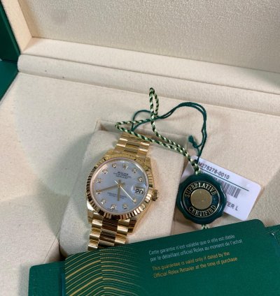 Rolex Datejust 31 Full Stickers 2025 Datejust 31 Yellow Gold President Mother-of-pearl Diamond Dial 278278