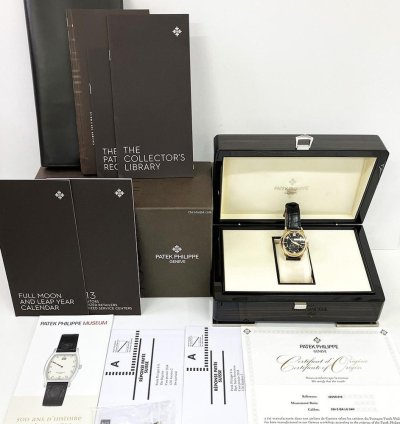 Patek Philippe Annual Calendar Complications Annual Calendar 40mm 5205r-010 Rose Gold With Black Leather Watch Black Dial 2017