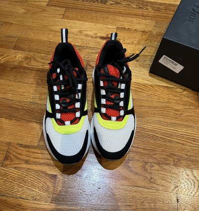 Dior B22 Trainers Black White Neon