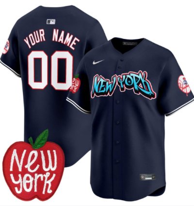 Custom New York Yankees Jersey Apple Patch Vapor Premier Limited All Stitched Navy