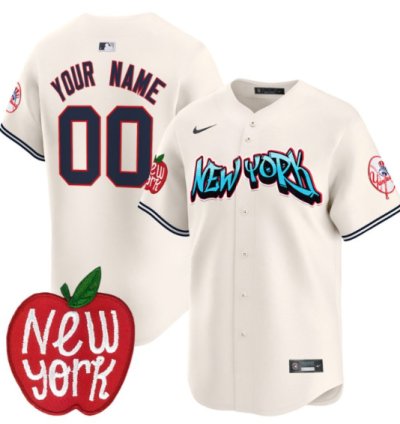 Custom New York Yankees Jersey Apple Patch Vapor Premier Limited All Stitched Cream